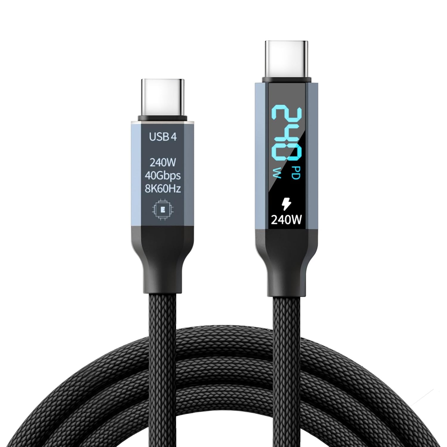 LS-C2C-ML-001 LED Display USB C 240W Fast Charging Cable ,Thunderbolt 4/3 compatible