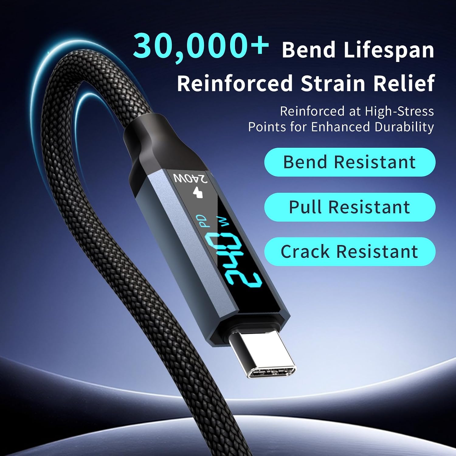 LS-C2C-ML-001 LED Display USB C 240W Fast Charging Cable ,Thunderbolt 4/3 compatible gallery