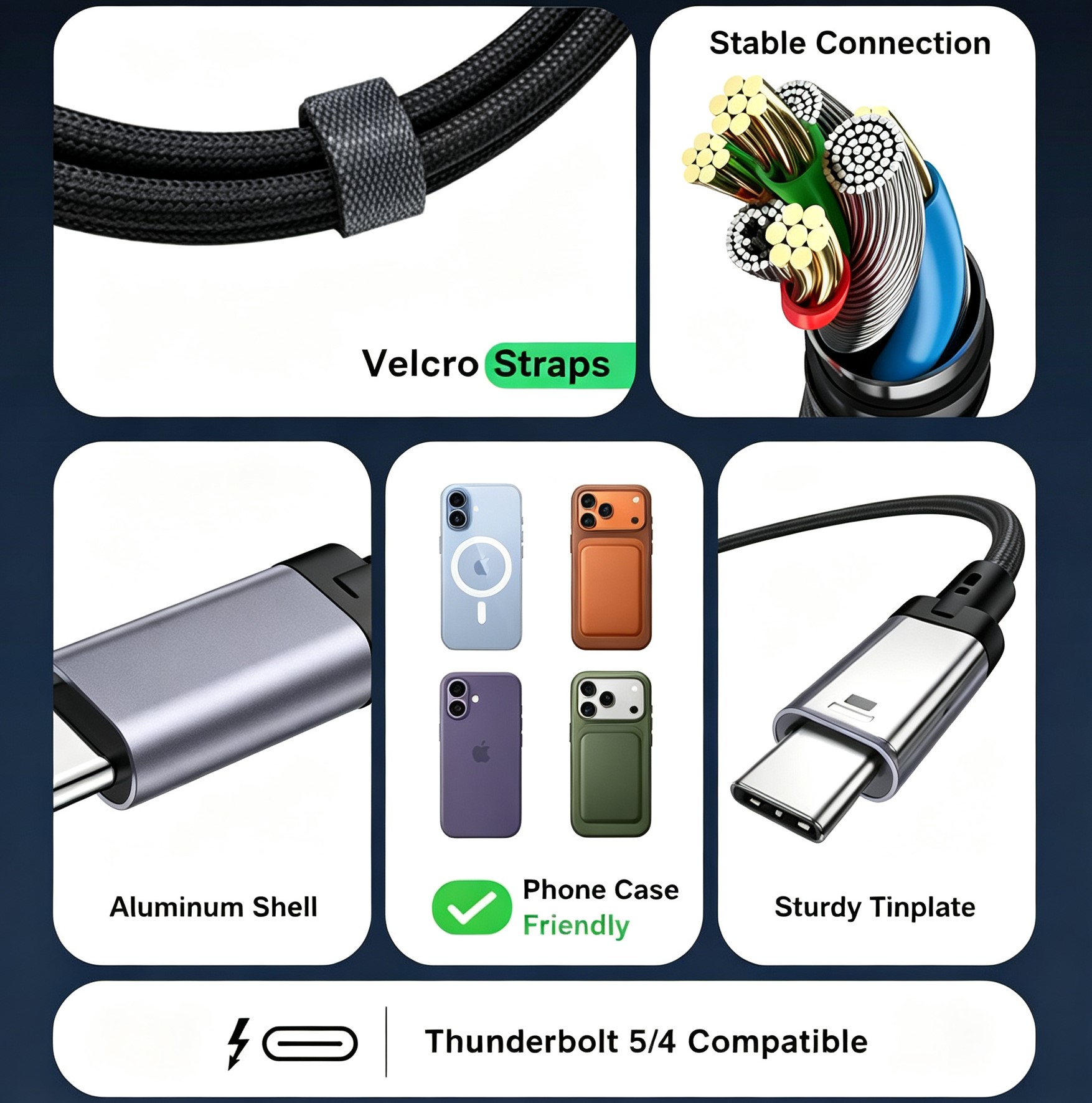 LS-C2C-MN-002 240W USB C to USB C Cable for Thunderbolt 4/3, USB4 Gen4 80Gbps, 5ft gallery
