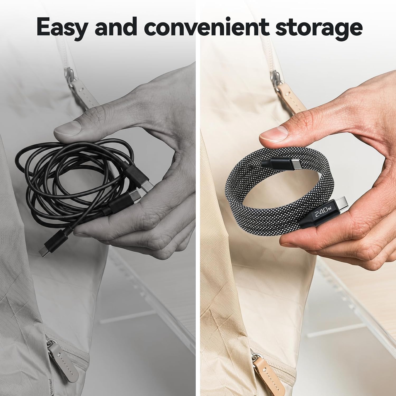 LS-C2C-MN-001 USB C to USB C 240w 3ft/1m Magnetic Charging Cable gallery