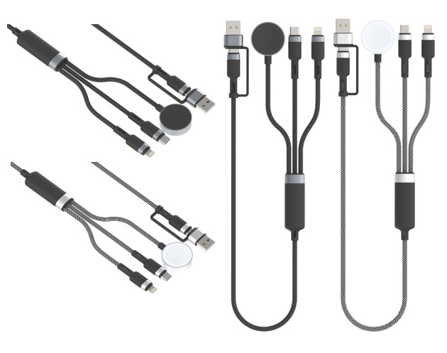 LS-MUL-BN-006 2-in-3 multi-charging cable with watch wireless charging, 20V 3A