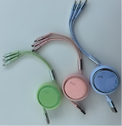 LS-RET-MN-005 Round Bi-Directional Retractable 66W Charging Cable