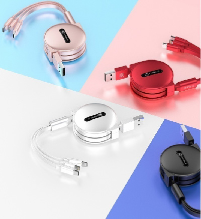 LS-RET-MN-002 Dynamic Round Bi-Directional Retractable Charging Cable