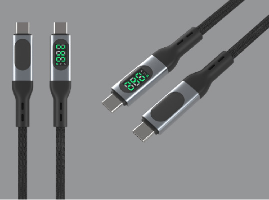 LS-C2C-BL-004 Type-C male to Type-C male 240W cable with power-readout display