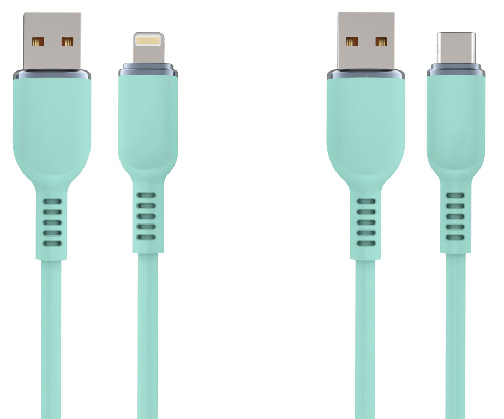 LS-A2L-SN-001 USB-A-to-C & USB-A-to-Lightning genuine-silicone cable