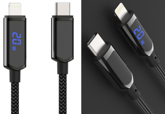LS-C2L-BL-002 Type-C-to-Lightning zinc-alloy braided cable with power-display