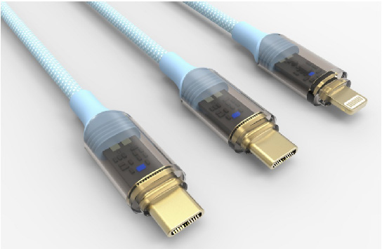 LS-C2L-BZ-002 Lightning-to-Type-C PD fast-charge zinc-alloy transparent braided cable