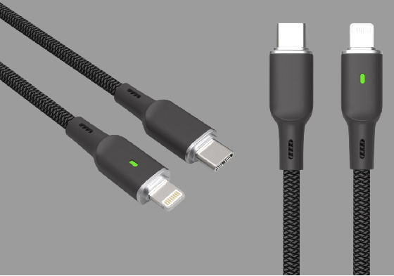LS-C2L-BL-001 Lightning-to-Type-C PD fast-charge zinc-alloy dual-side LED indicator cable