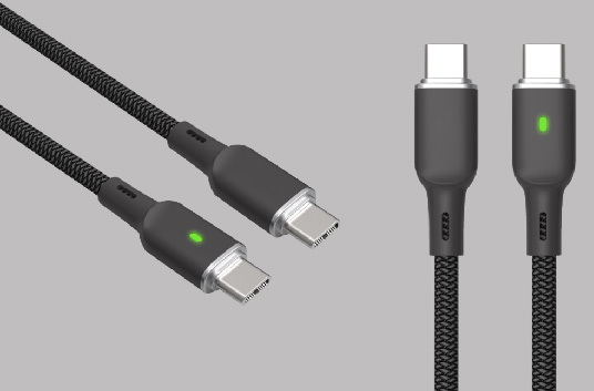 LS-C2C-BL-001 Type-C-to-Type-C PD60W zinc-alloy dual-side LED indicator cable