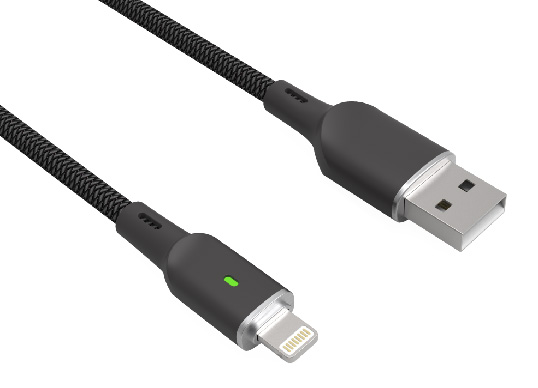 LS-A2L-BL-001 USB-A-to-Lightning zinc-alloy dual-side LED indicator cable