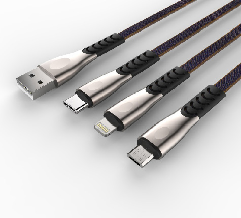 LS-MUL-BZ-001 Harpoon-Style Zinc Alloy Belt Braided Data Cable