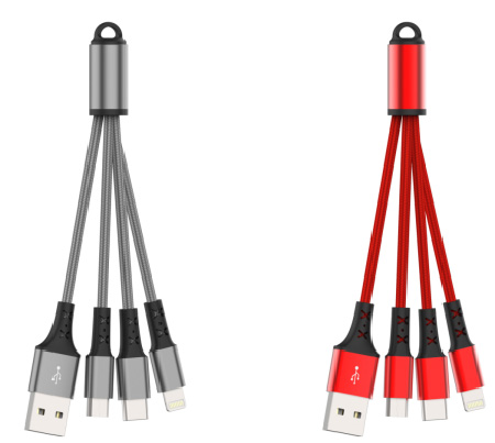 LS-MUL-MA-005 Keychain Aluminum-Housing Molded Charging Cable