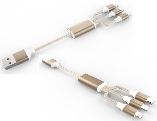 LS-MUL-MA-002 3-in-1 Round Aluminum-Housing Data Cable