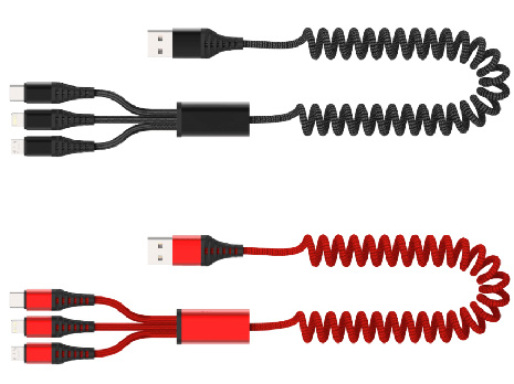 LS-MUL-MA-001 3-in-1 Mermaid Spring Aluminum-Housing Data Cable